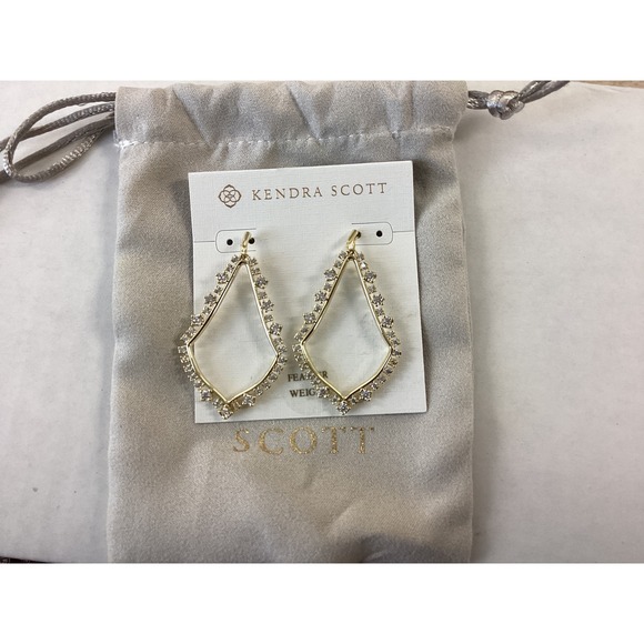 Kendra Scott Jewelry - Kendra Scott Sookie Earrings Gold Crystal Feather Weight Dangle Drop‎